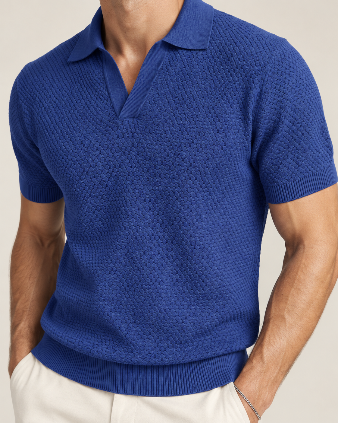 Men’s Old-Money Style Cool-Touch Honeycomb Knit Polo