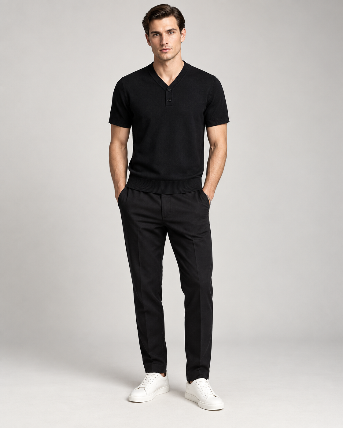 Men’s Old-Money Style Cool-Touch Knit Henley Shirt
