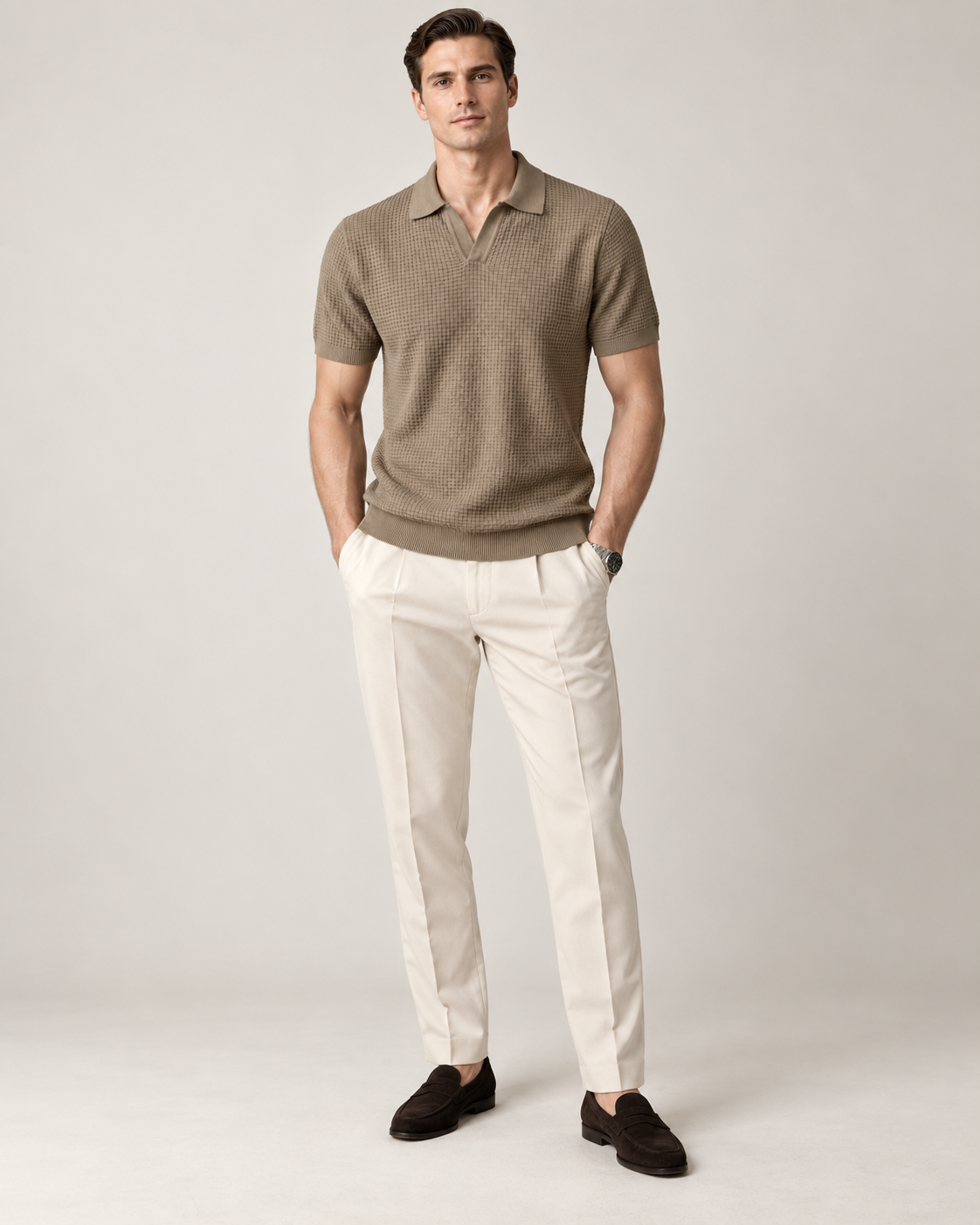 Men’s Old-Money Style Cool-Touch Honeycomb Knit Polo