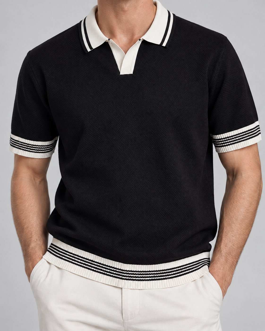 Men’s Old-Money Style Cool-Touch Honeycomb Knit Polo