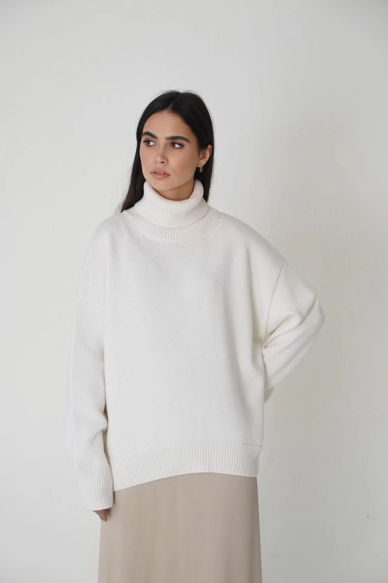 Women's Solid Turtleneck Knit Sweater