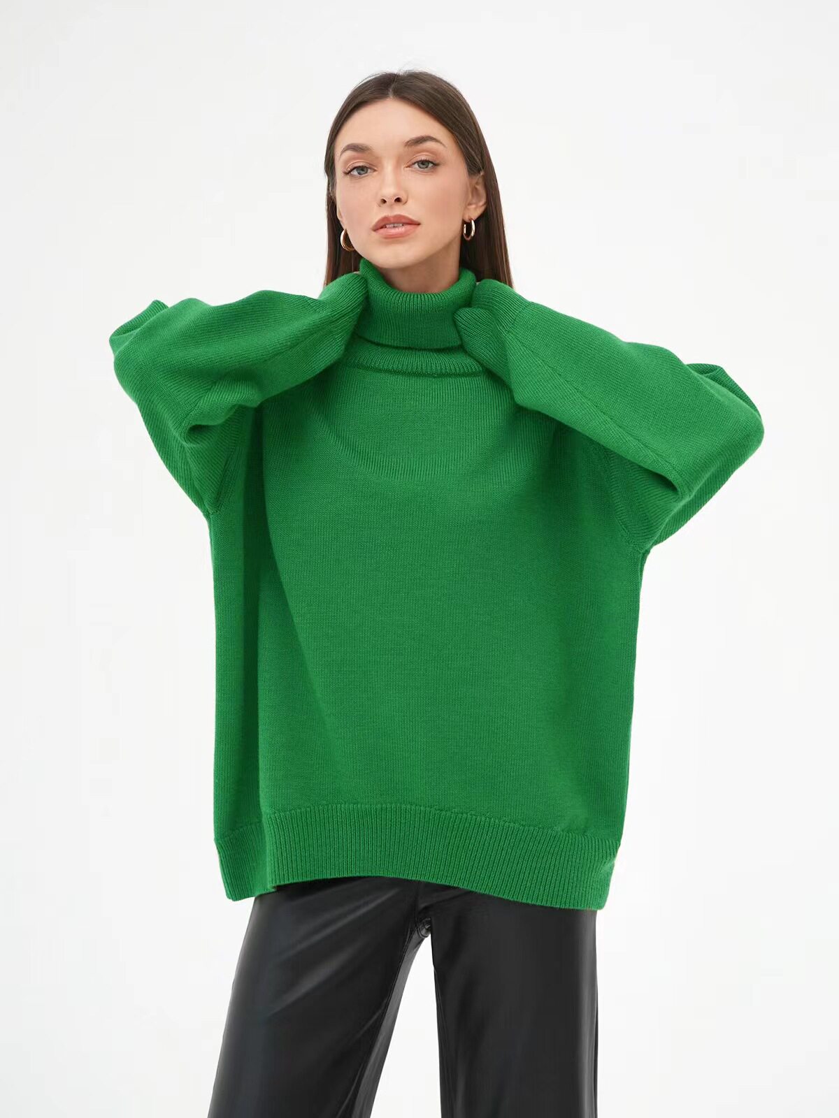 Women's Solid Turtleneck Knit Sweater