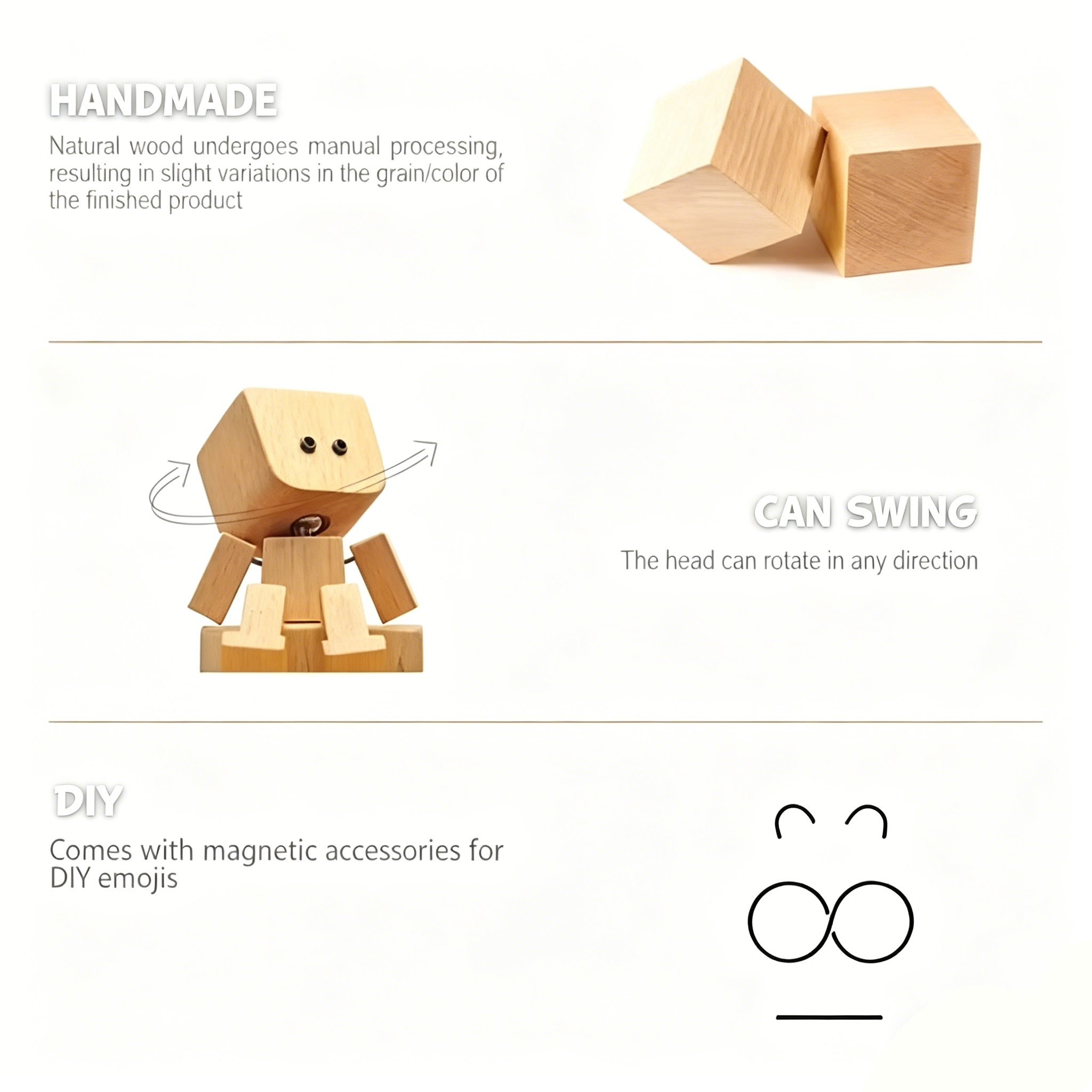 ❤🎁Shaking Feet Wooden Figure with 12PCS Magnetic Expressions