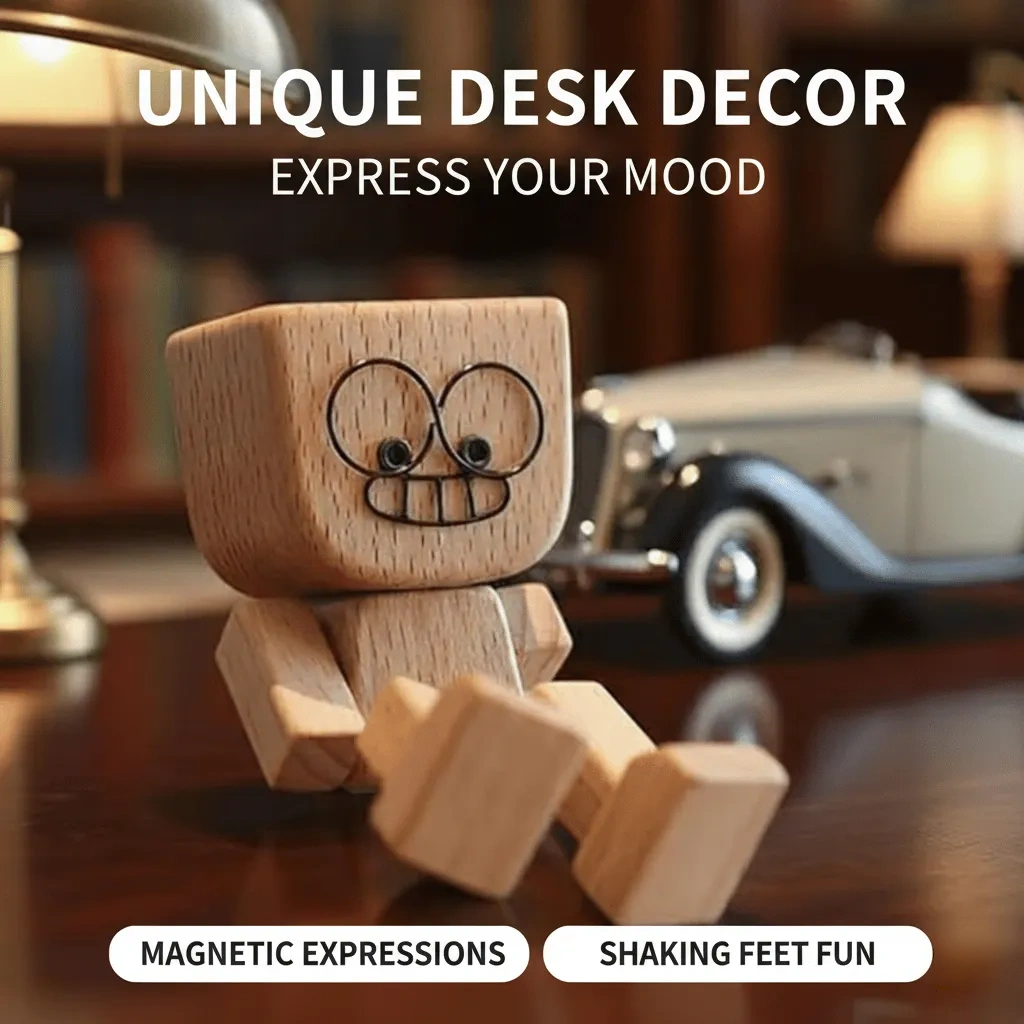 ❤🎁Shaking Feet Wooden Figure with 12PCS Magnetic Expressions