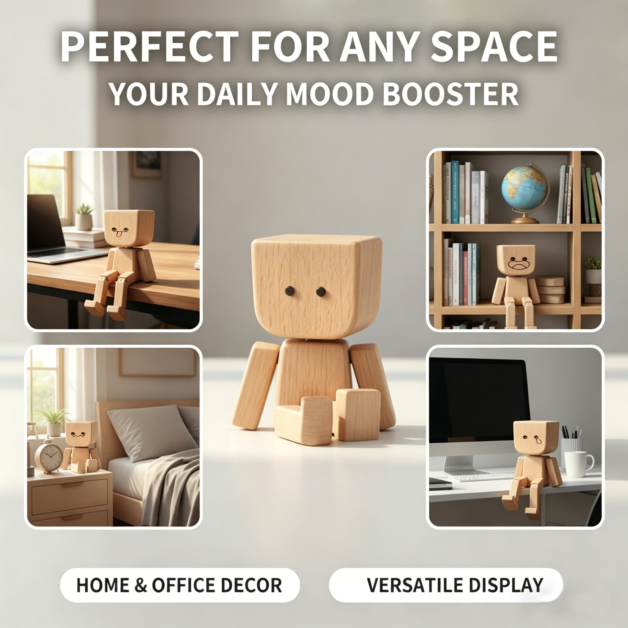❤🎁Shaking Feet Wooden Figure with 12PCS Magnetic Expressions