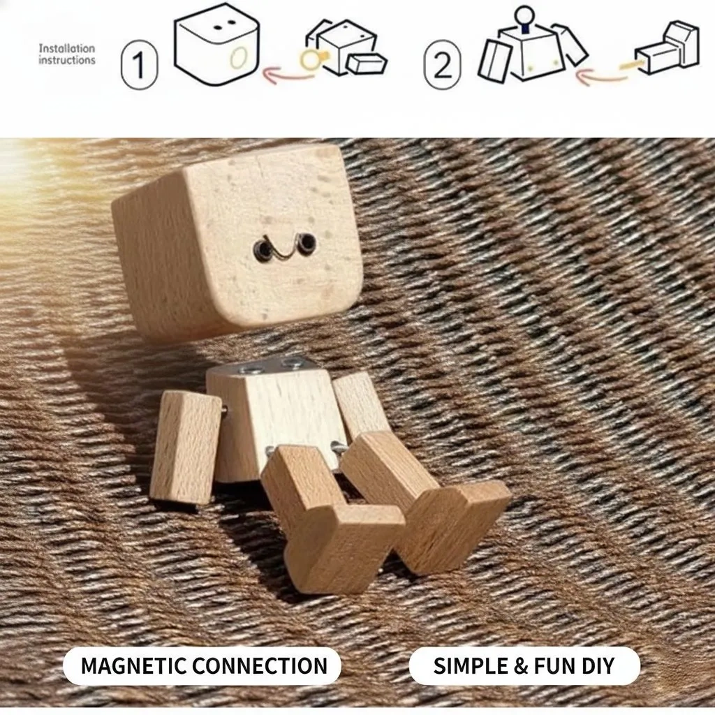 ❤🎁Shaking Feet Wooden Figure with 12PCS Magnetic Expressions