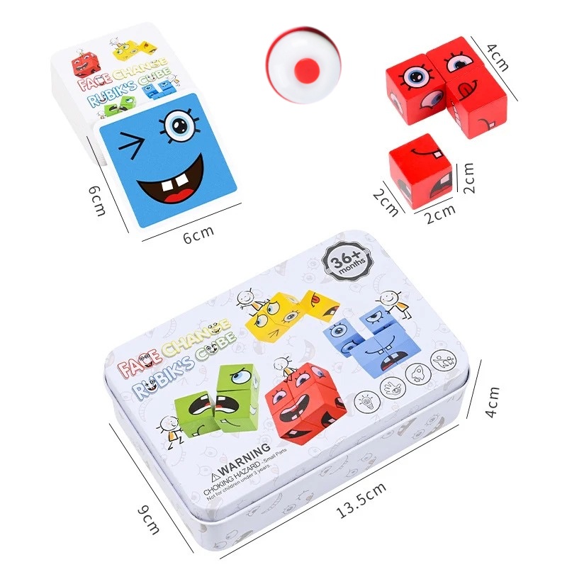Face Changing Rubik's Cube Wooden Puzzle for Kids