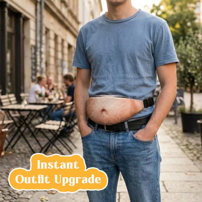 Ultra-Realistic Beer Belly Fanny Pack – Funny Dad Bod Waist Bag