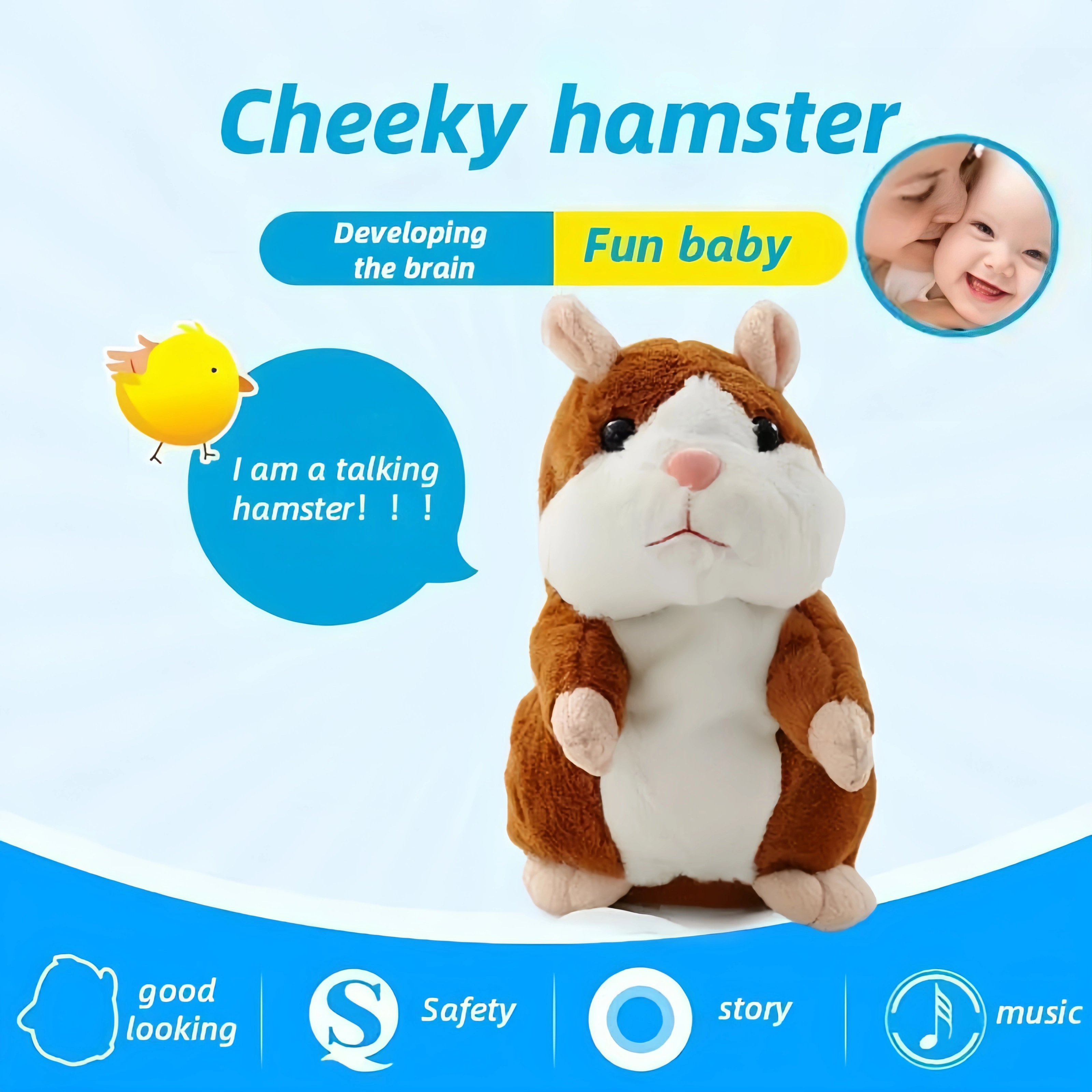  ✨Funny Talking Hamster Plush Toy🐹– Repeats Everything You Say, Auto Head Shaking & Touch Response – Hilarious Interactive Gift for Kids, Pets & Adults 🎁