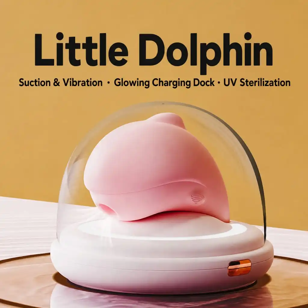 Little Dolphin Suction Vibrator - Suction Vibration Glowing Charging Dock UV Sterilization