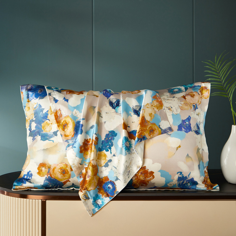 Premium 40 Momme Silk Pillowcase (Dual-Sided) | Front: 6A Mulberry Silk, Back: Polyester | Anti-Aging Beauty Sleep Cover (48x74cm)