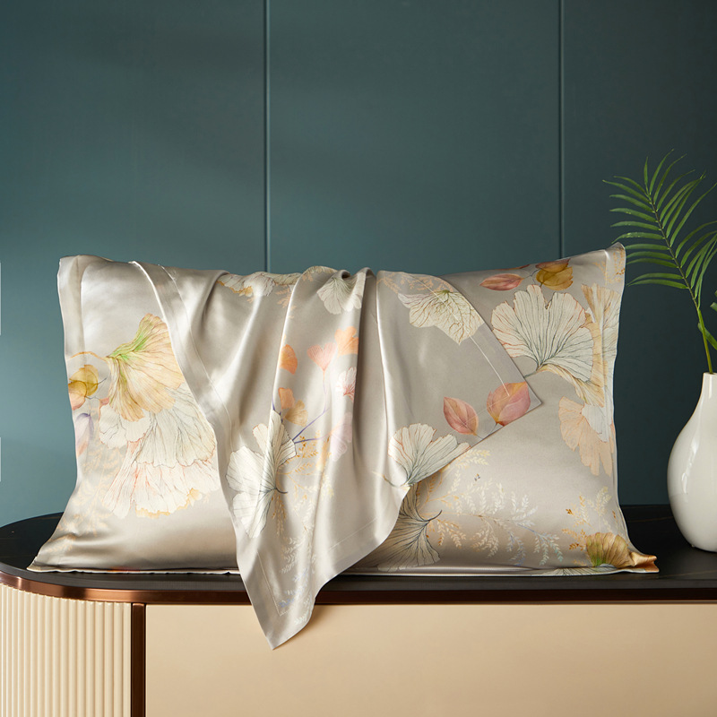 Premium 40 Momme Silk Pillowcase (Dual-Sided) | Front: 6A Mulberry Silk, Back: Polyester | Anti-Aging Beauty Sleep Cover (48x74cm)