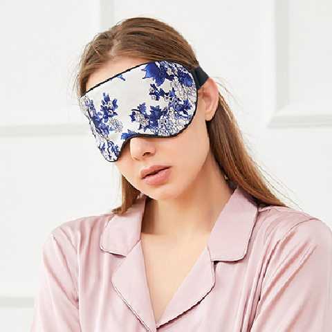 Premium 19 Momme Printed Silk Sleep Mask | Dual-Sided 100% Mulberry Silk Blackout Travel Eye Mask