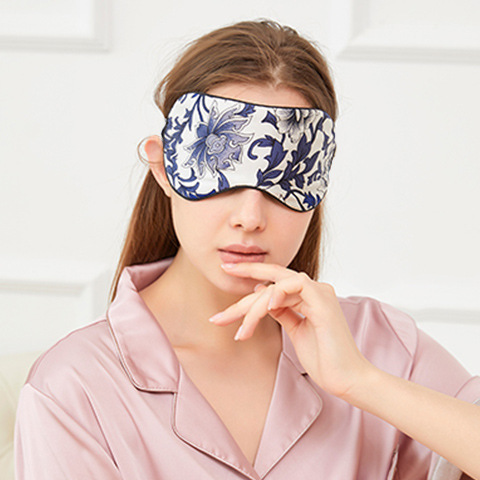 Premium 19 Momme Printed Silk Sleep Mask | Dual-Sided 100% Mulberry Silk Blackout Travel Eye Mask