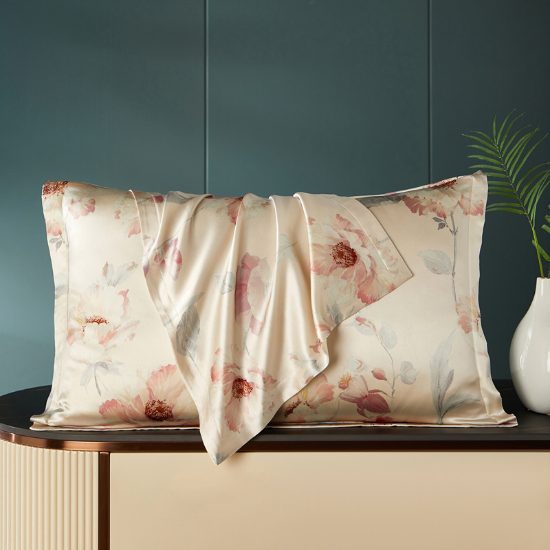 Premium 40 Momme Silk Pillowcase (Dual-Sided) | Front: 6A Mulberry Silk, Back: Polyester | Anti-Aging Beauty Sleep Cover (48x74cm)