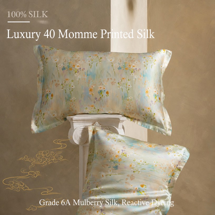 Premium 40 Momme Silk Pillowcase (Dual-Sided) | Front: 100% Mulberry Silk, Back: Cooling Lyocell Tencel | Anti-Aging Beauty Sleep Cover (48x74cm)