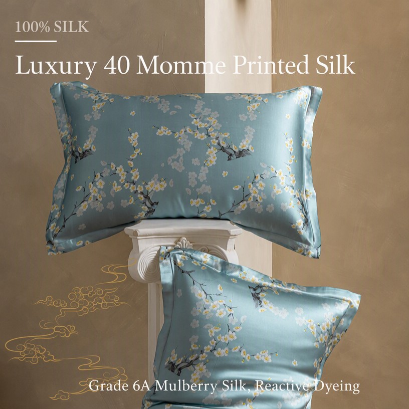 Premium 40 Momme Silk Pillowcase (Dual-Sided) | Front: 100% Mulberry Silk, Back: Cooling Lyocell Tencel | Anti-Aging Beauty Sleep Cover (48x74cm)