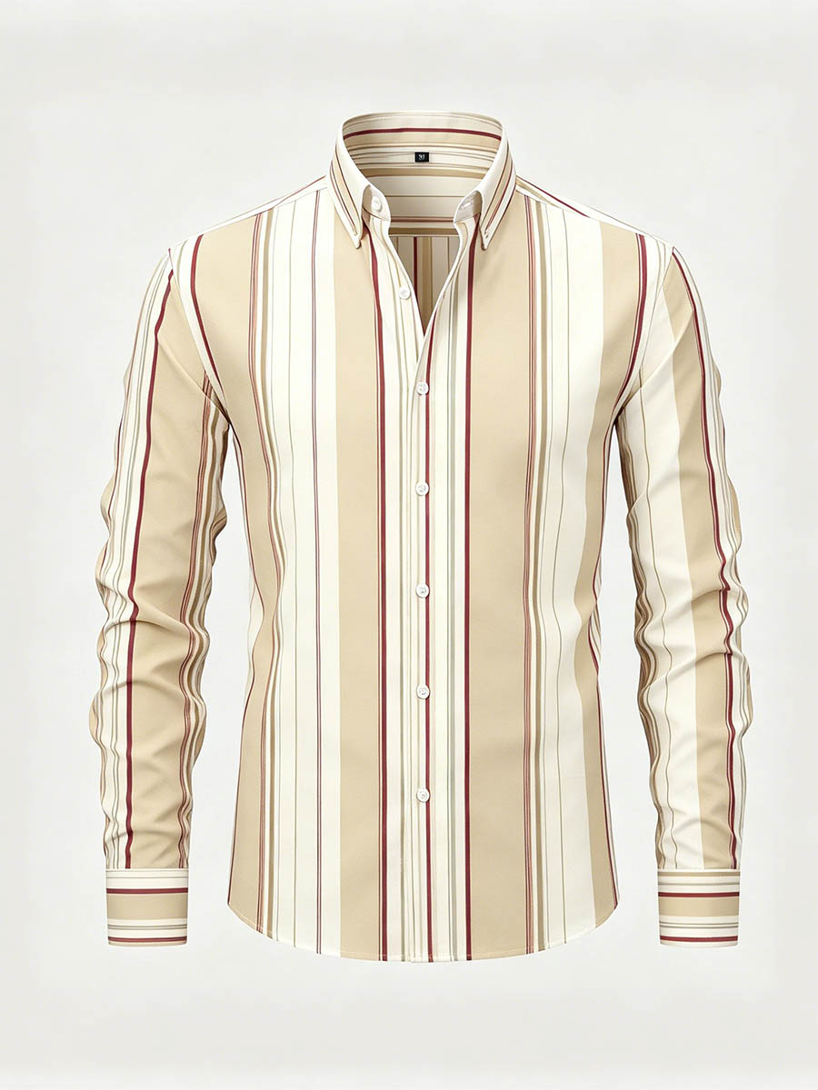 Camisa Apricot Color Matching Checkered estampado de manga larga para hombre