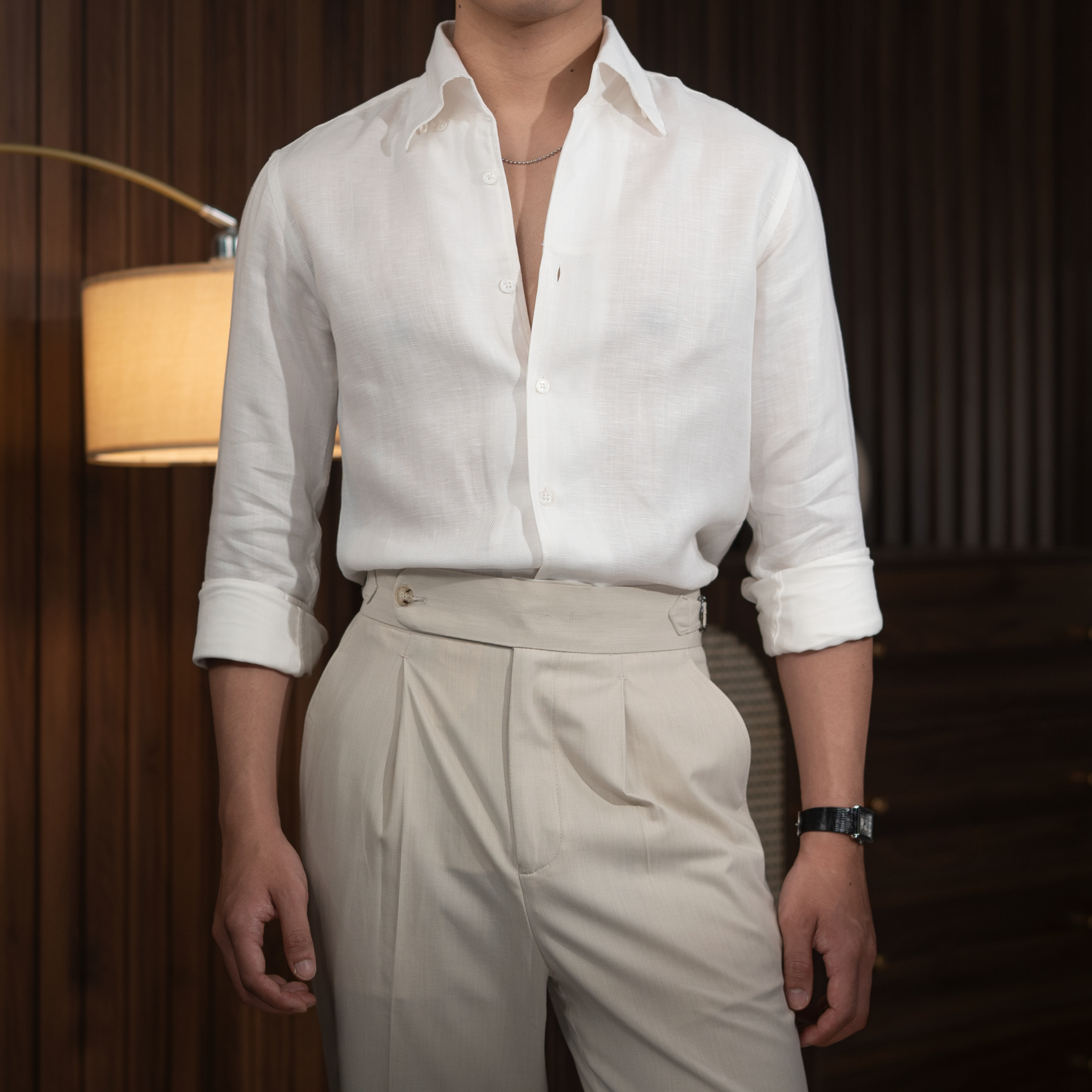 Camisa con botones de lino Set
