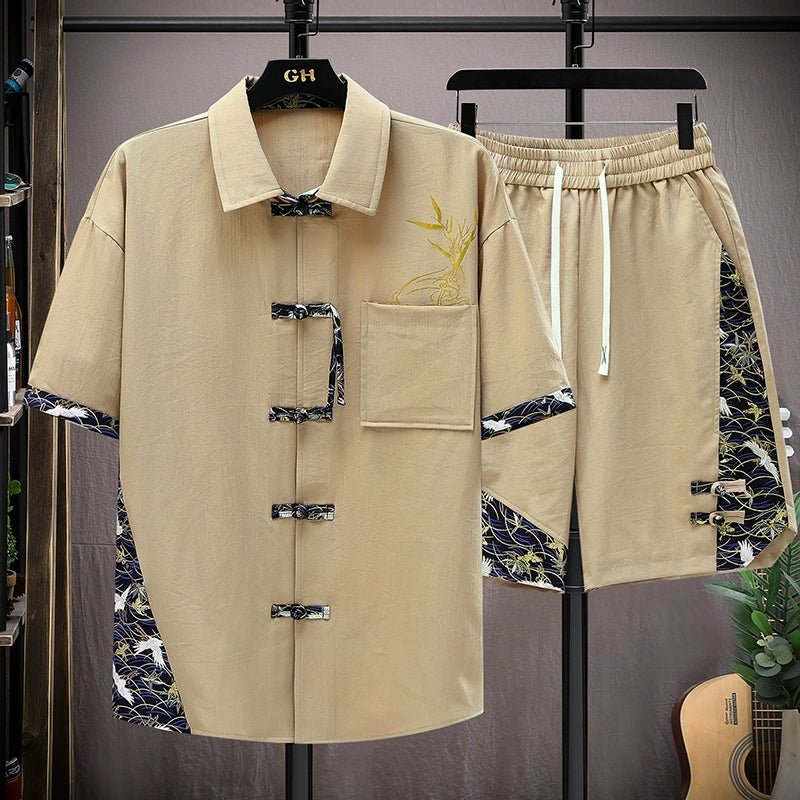 Camisa de algodón And de lino Suit casual Set
