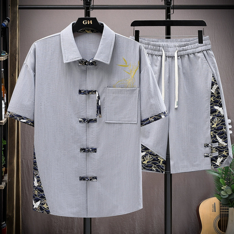 Camisa de algodón And de lino Suit casual Set
