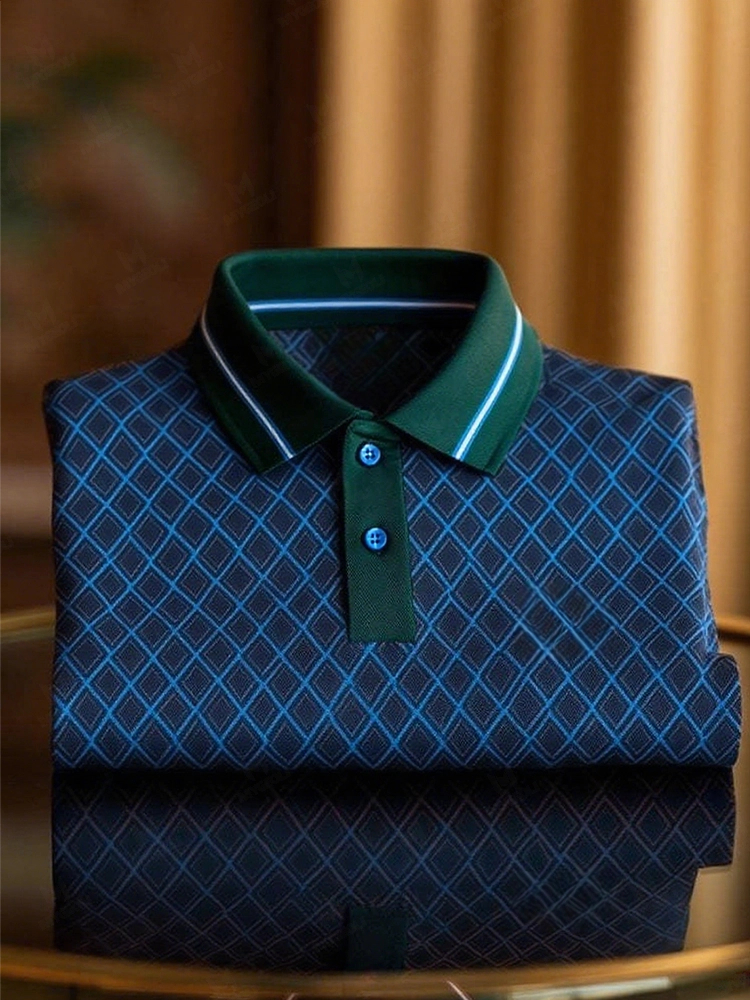 Camisa polo clásico ejecutivo Logo Button de manga corta para hombre