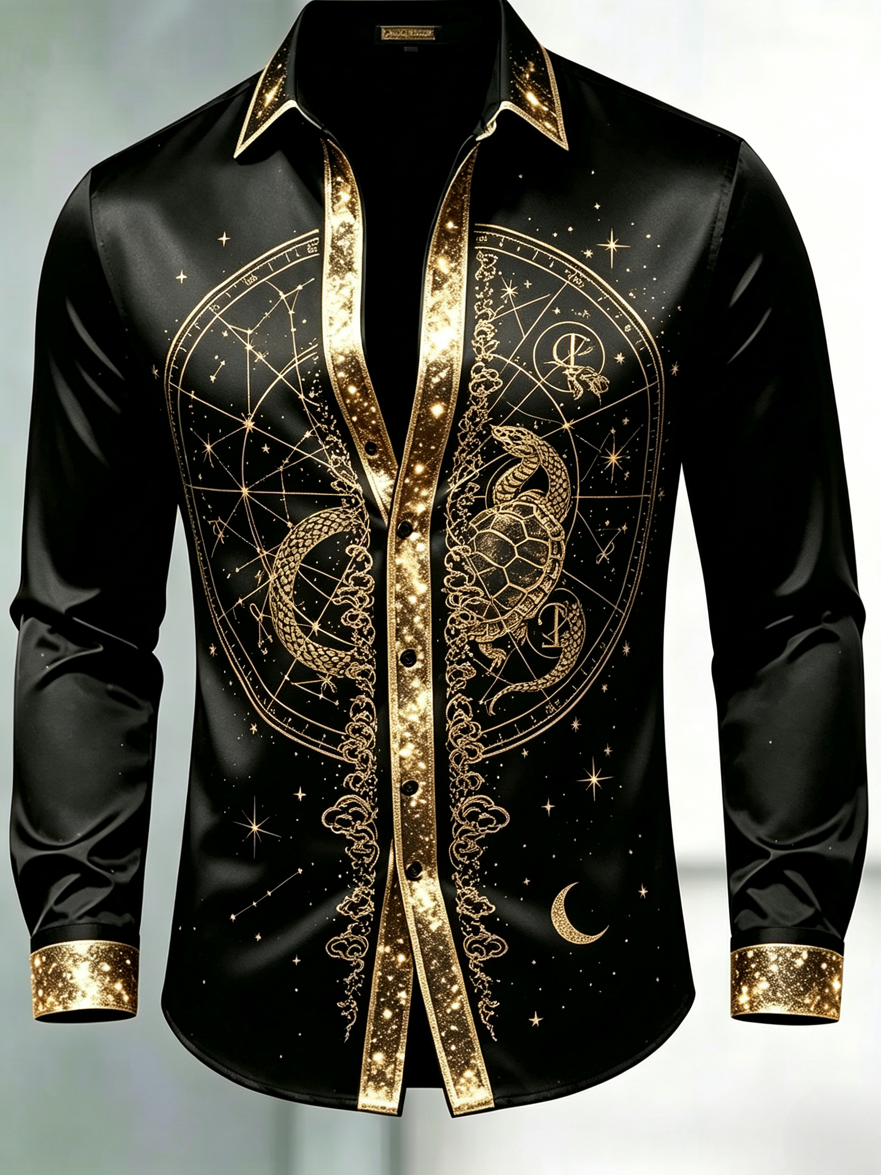 Camisa Gold Trim Big Dipper de manga larga para hombre