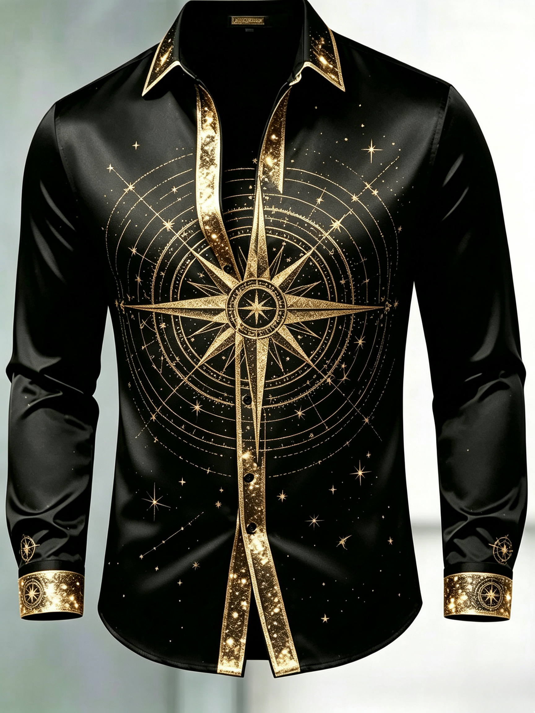 Camisa Auspicious Star Orbit de manga larga formal para hombre