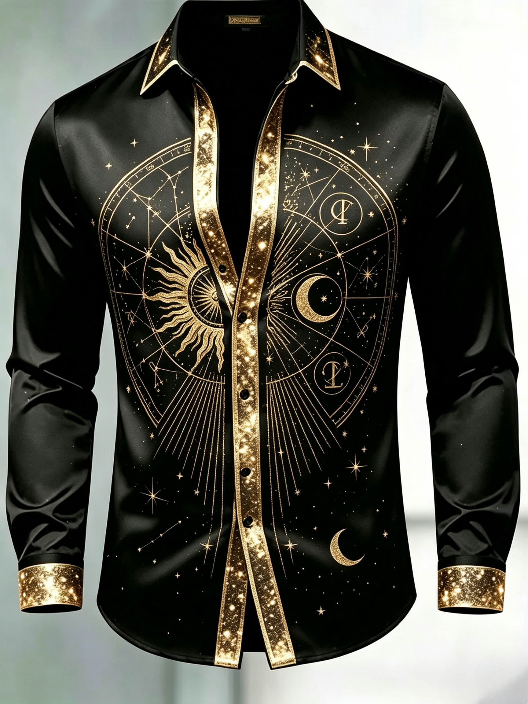 Camisa de vestir Celestial Four Symbols de manga larga para hombre