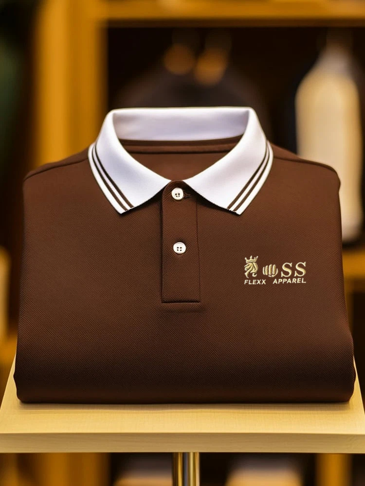 Camisa polo clásico ejecutivo Logo Button de manga corta para hombre