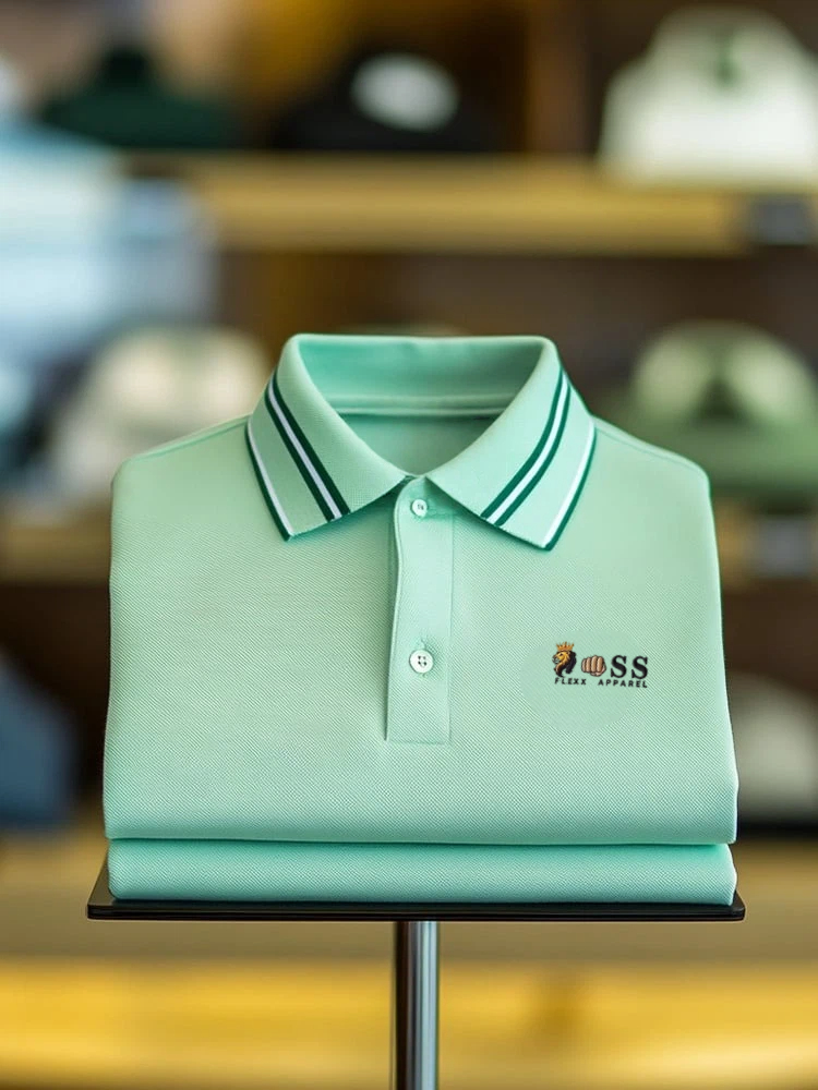 Camisa polo clásico ejecutivo Logo Button de manga corta para hombre