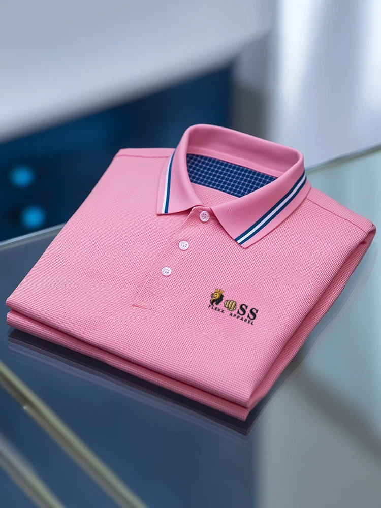 Camisa polo clásico ejecutivo Logo Button de manga corta para hombre