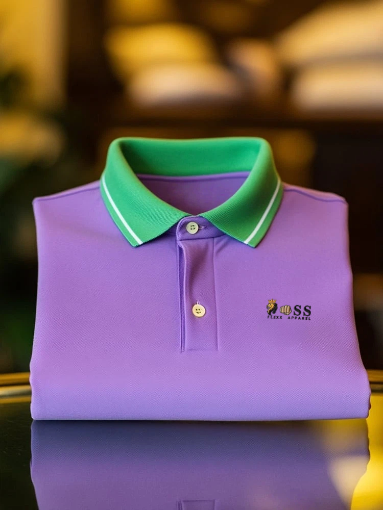 Camisa polo clásico ejecutivo Logo Button de manga corta para hombre