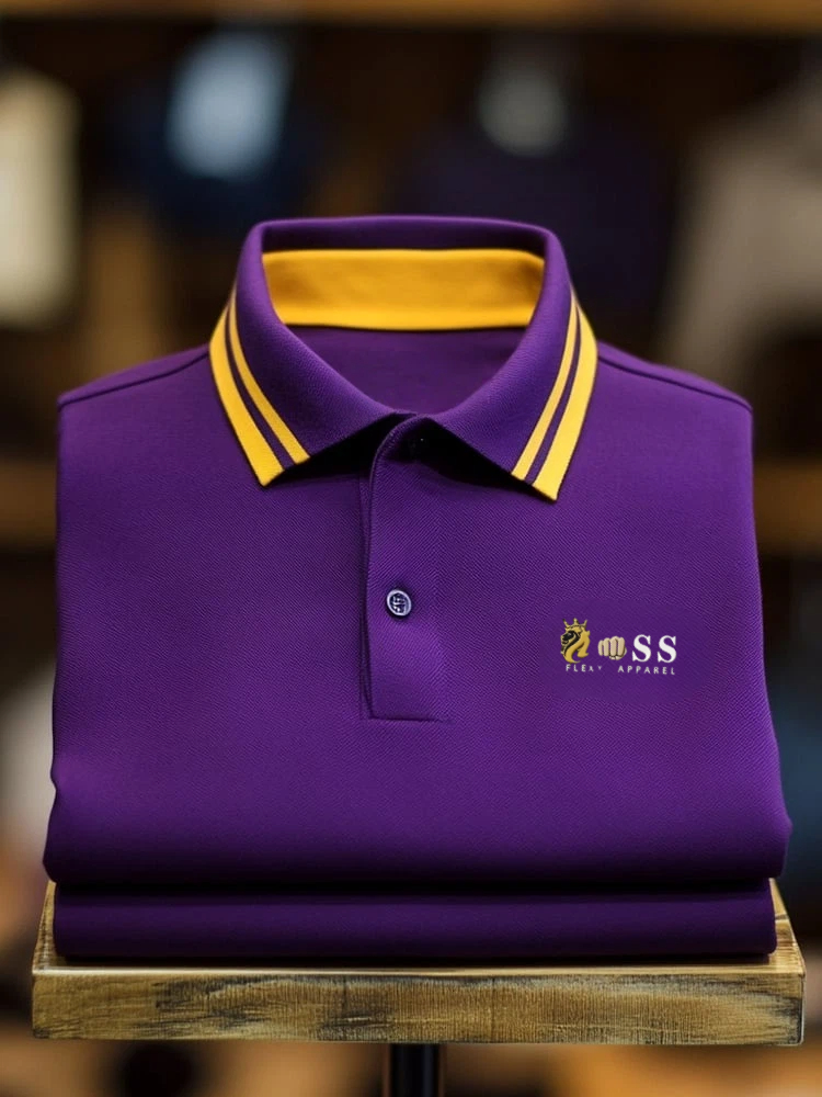 Camisa polo clásico ejecutivo Logo Button de manga corta para hombre