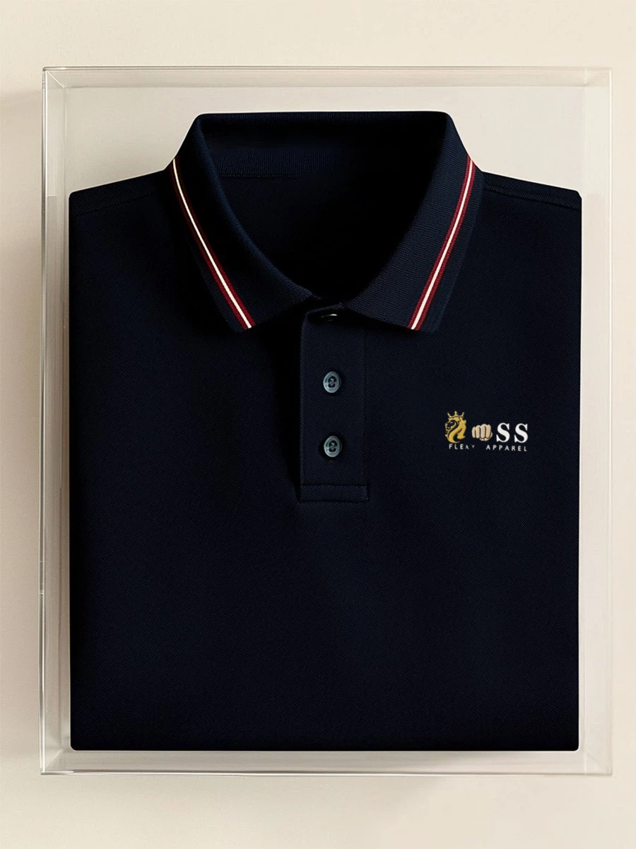 Camisa polo ejecutivo casual geométrico Button de manga corta para hombre