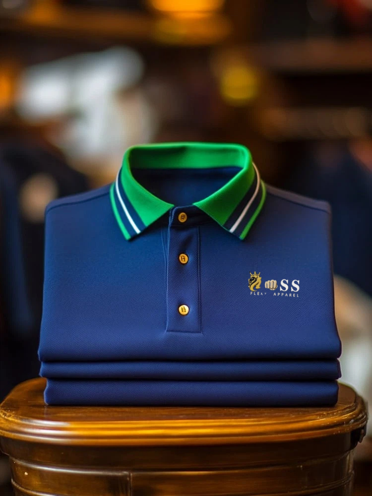 Camisa polo clásico ejecutivo Logo Button de manga corta para hombre
