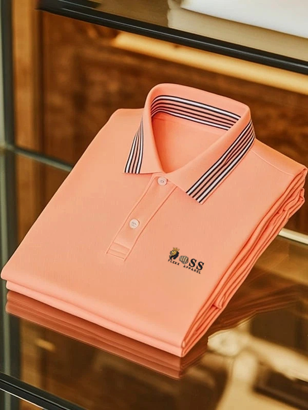 Camisa polo clásico ejecutivo Logo Button de manga corta para hombre