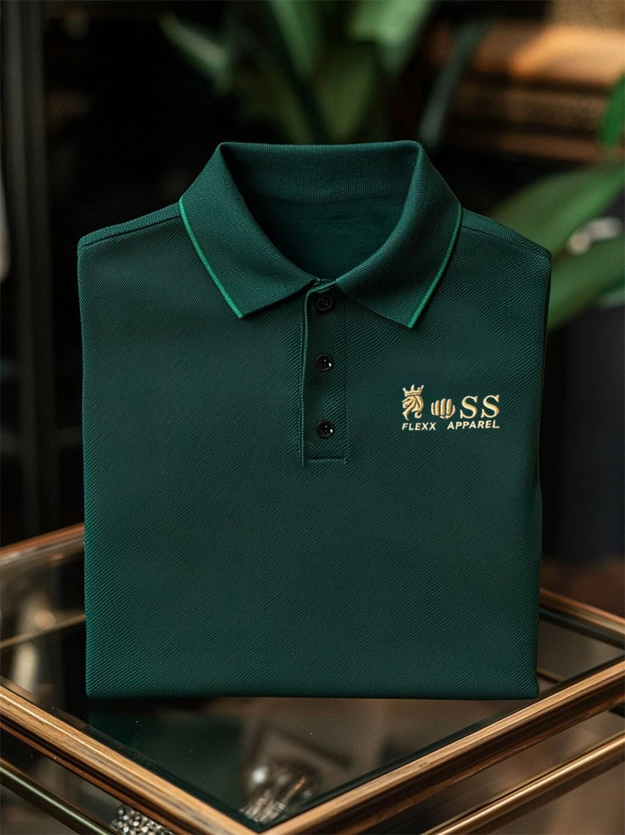 Camisa polo ejecutivo casual a rayas Button de manga corta para hombre