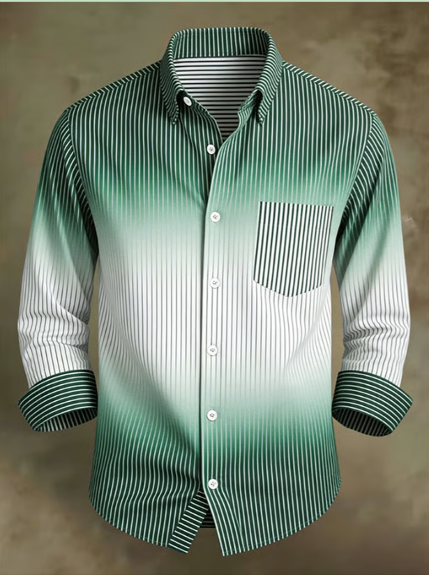 Camisa retro Abstract Art estampado Pattern ejecutivo Style para hombre