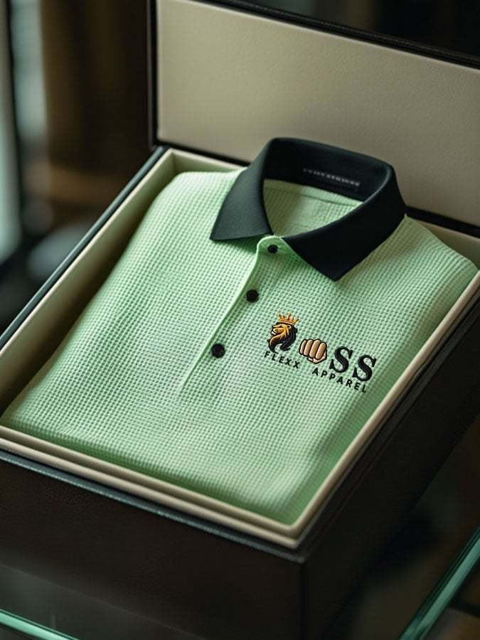 para hombre de moda ejecutivo Style Letter estampado Waffle casual de manga corta camisa polo