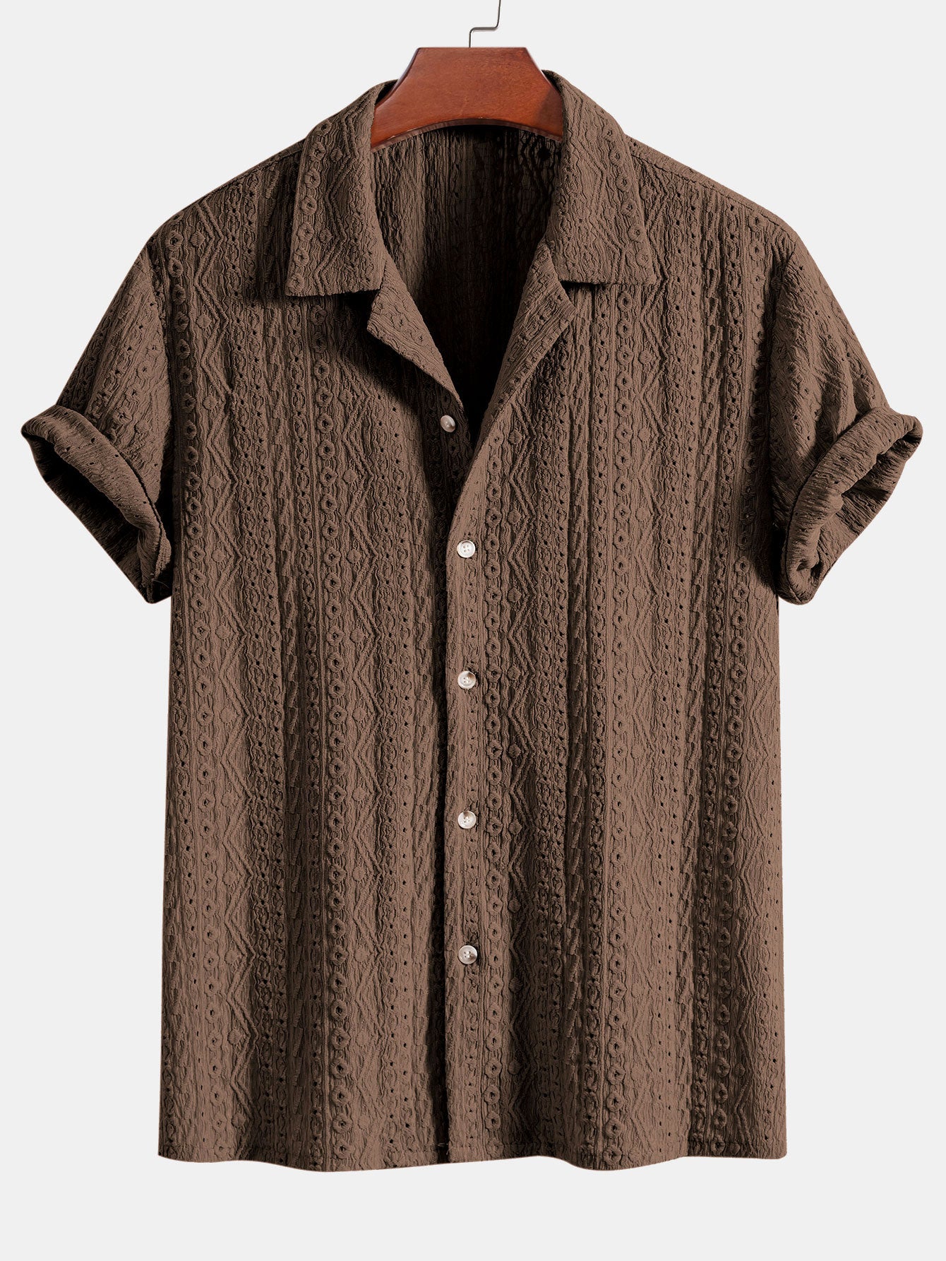 Camisa Geometric Jacquard Textured Cuban