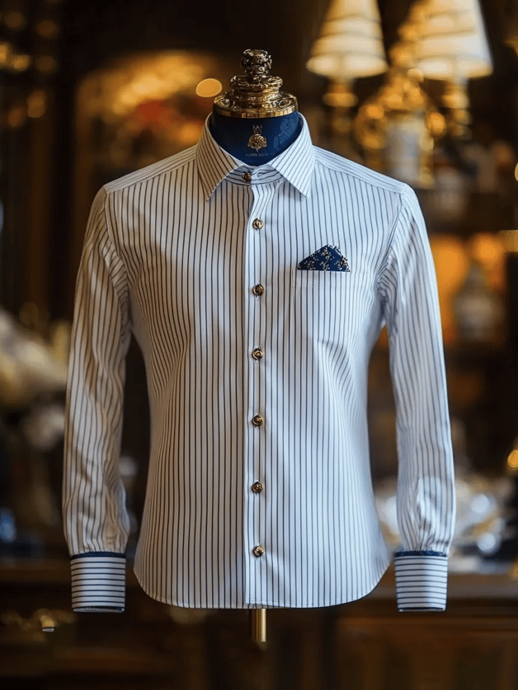 Camisa elegante Romantic a rayas de manga larga para hombre