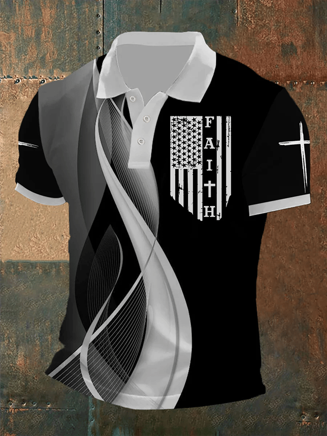 Camisa polo Faith estampado de manga corta para hombre