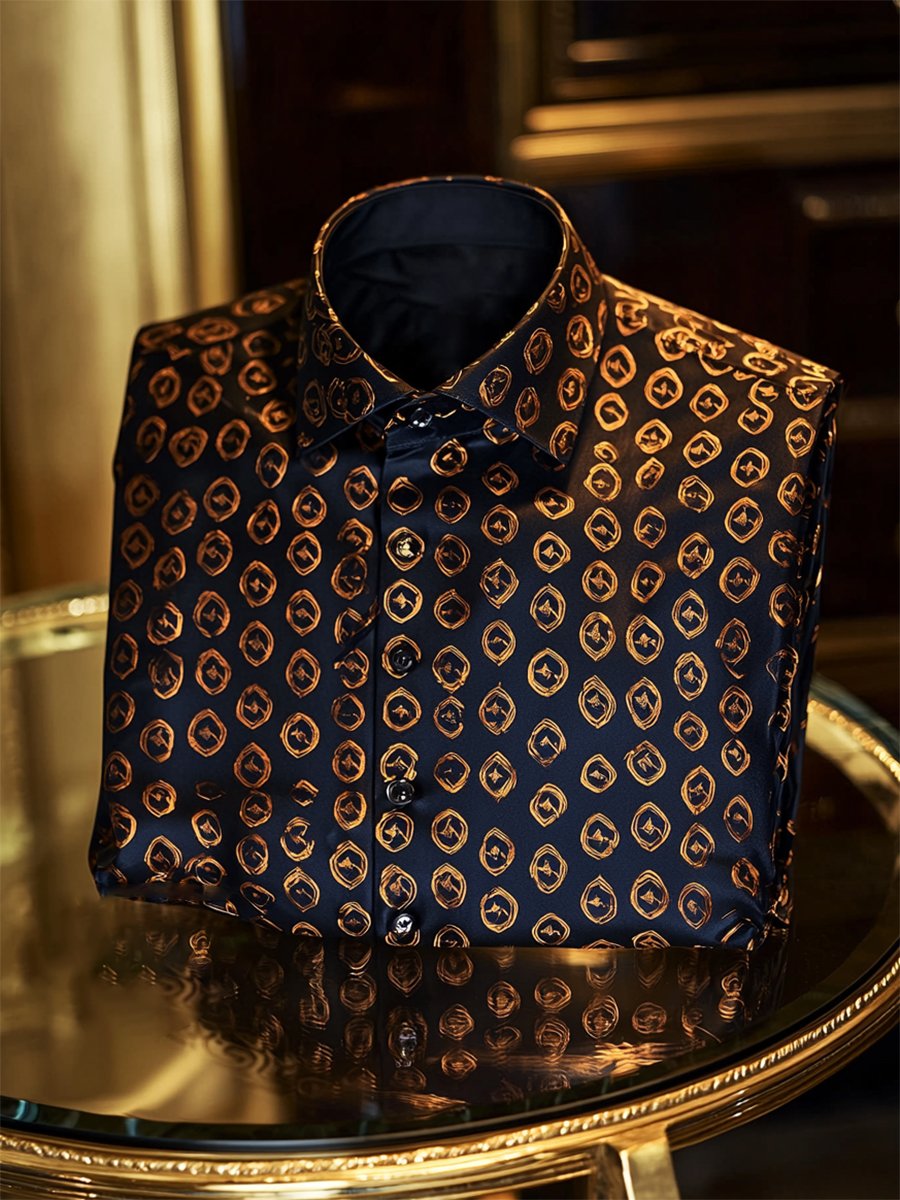 Camisa satén Luxe de manga larga con botones para hombre