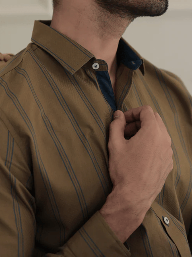 Camisa a rayas ejecutivo casual para hombre