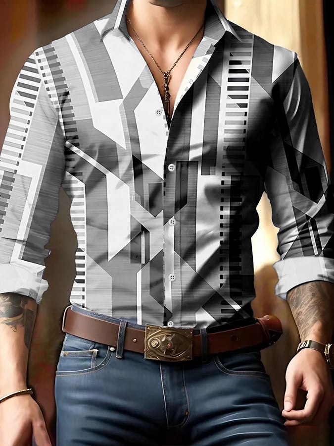 Camisa geométrico estampado ejecutivo para hombre