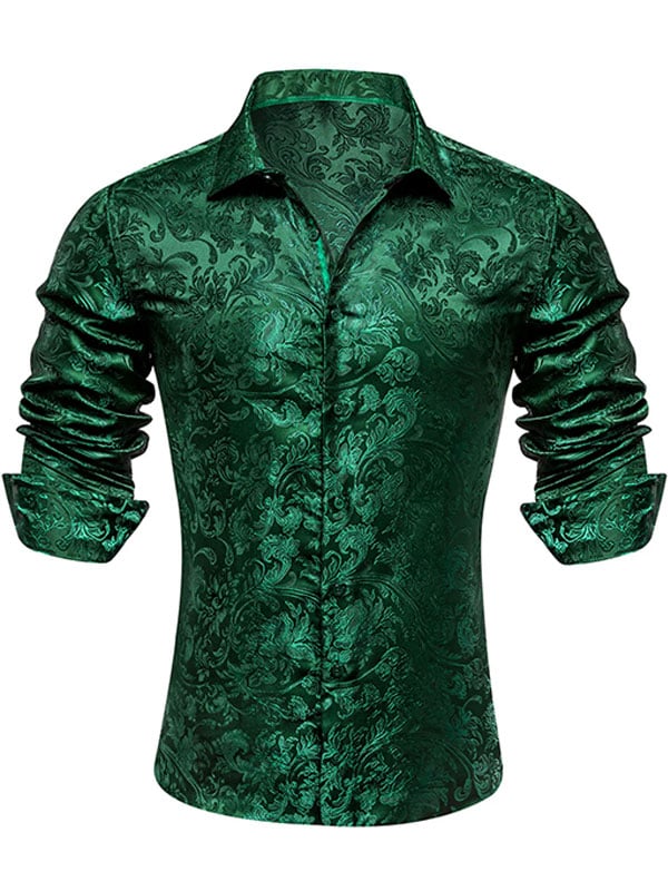 Camisa satén Luxe de manga larga con botones para hombre