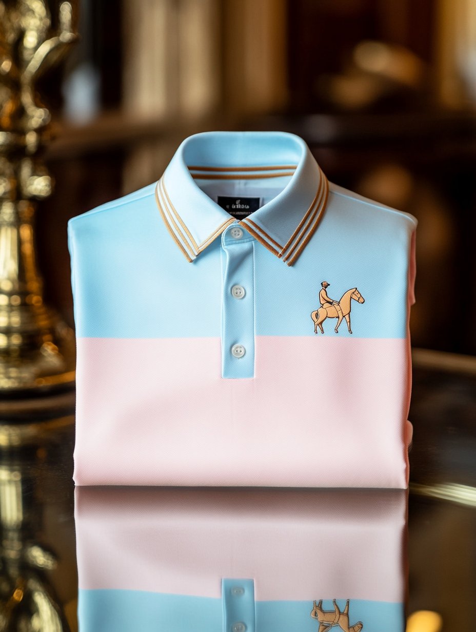 Camisa polo ejecutivo casual Horseback Rider con botones de manga corta para hombre