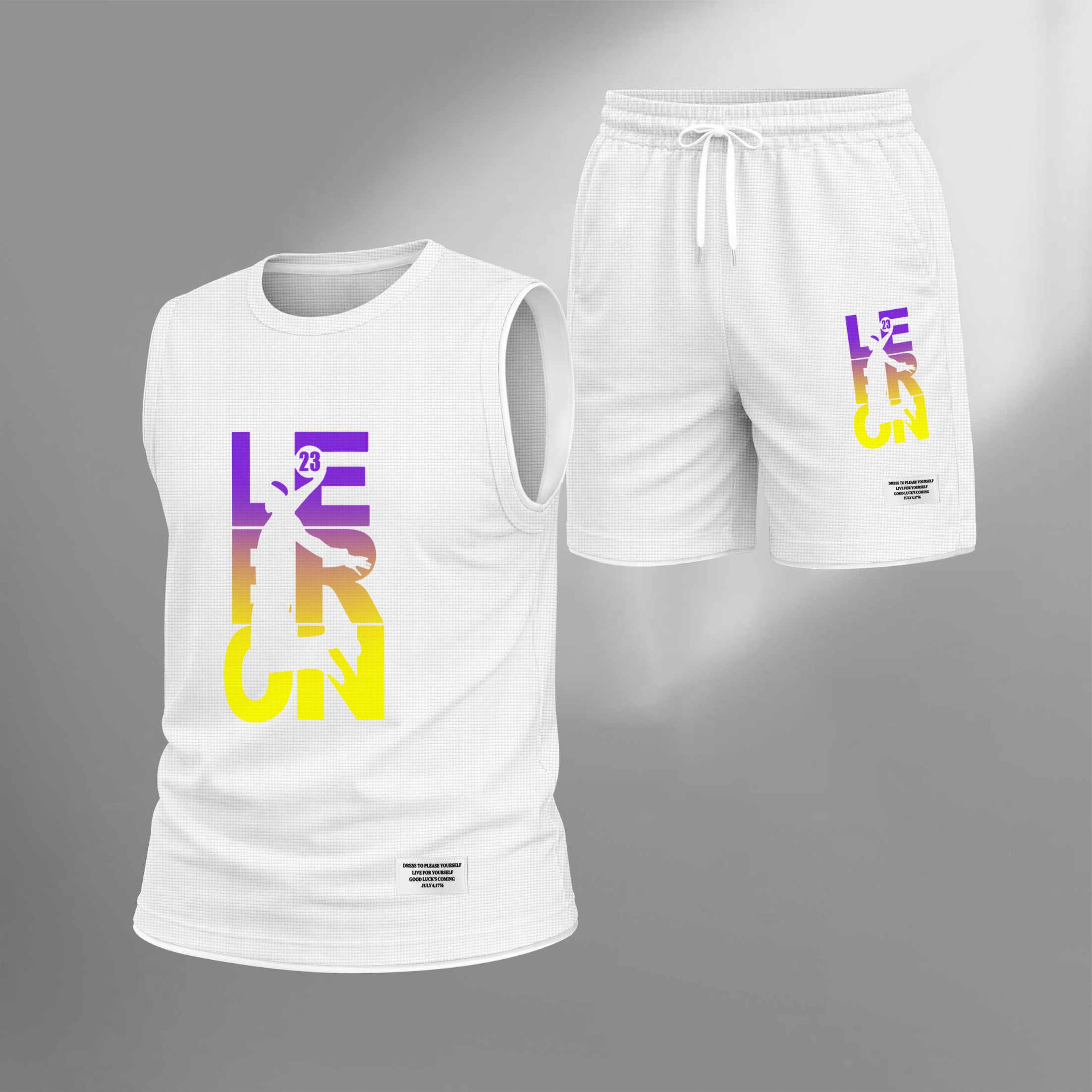 Shorts Basketball Gradient Letter Graphic estampado Summer Set Sleeveless Tank Top & Matching Outfit, Lightweight casual Streetwear Athletic Set for Everyday & Holiday para hombre