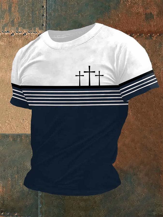 Camiseta vintage Faith Cross estampado para hombre